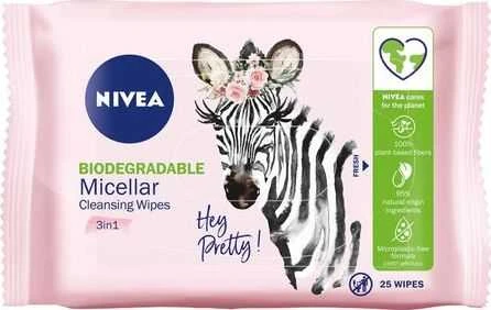 Nivea MicellAir Skin Breathe 3in1 biologiškai skaidžios micelinės makiažo valiklio servetėlės 25vnt.