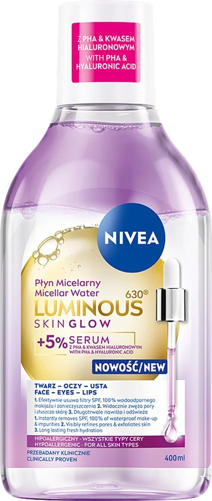 Nivea Luminous630® Skin Glow micelinis skystis 5 % serumas 400 ml