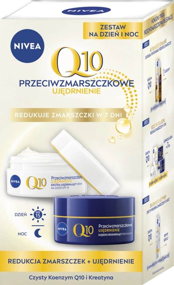 Nivea Q10 dieninis ir naktinis stangrinamasis kremas nuo raukšlių, 2 x 50 ml