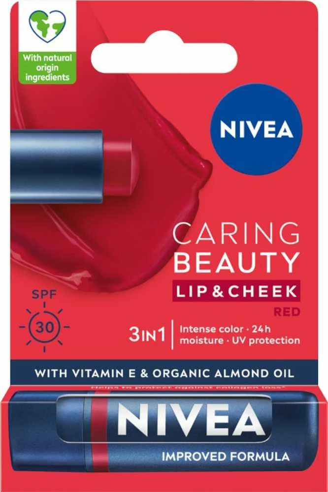Nivea Caring Beauty Lip & Cheek Raudona, 4,8 g