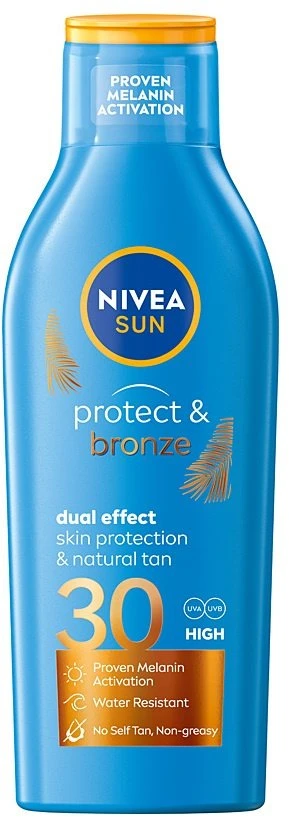 Nivea „Protect & Bronze“ įdegio losjonas, aktyvuojantis natūralų įdegį SPF30, 200 ml