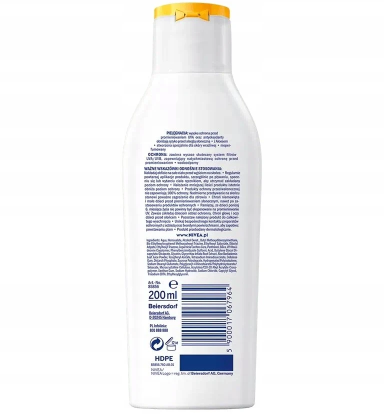 Nivea Vaikų losjonas nuo saulės SPF 50+ Sun Kids (Pure - jautrus losjonas nuo saulės) 200 ml