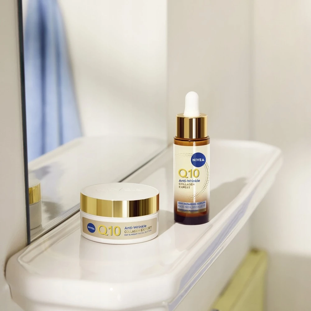 Nivea NIVEA Q10 Anti-Wrinkle Collagen Expert veido, kaklo ir dekoltė sviestas dienai ir nakčiai 50 ml