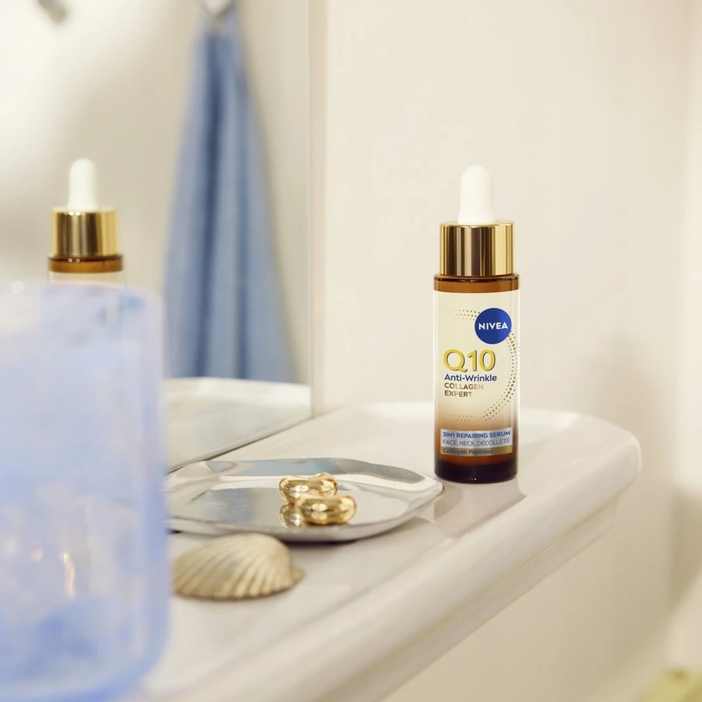 Nivea NIVEA Q10 Anti-Wrinkle Collagen Expert Repair serumas veidui, kaklui ir dekoltė sričiai 30 ml