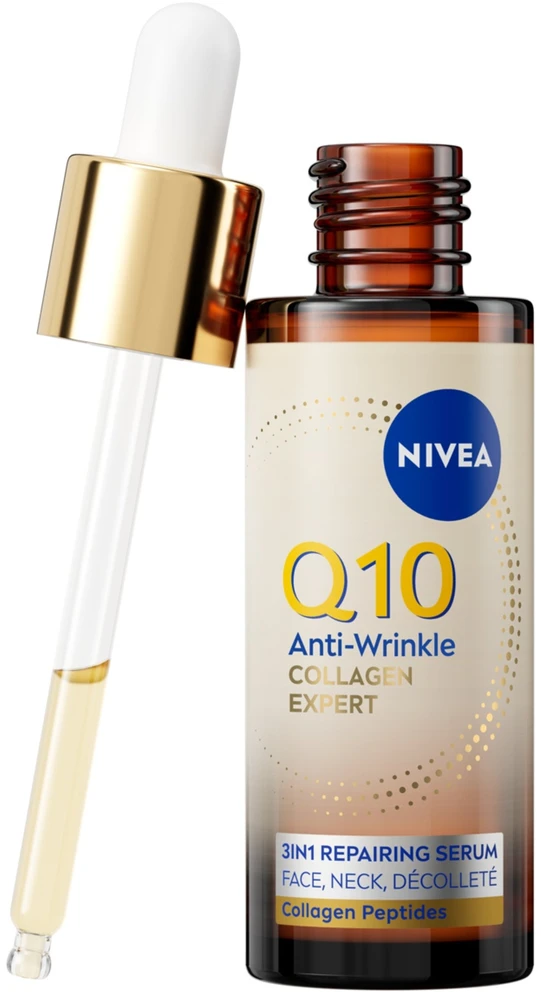 Nivea NIVEA Q10 Anti-Wrinkle Collagen Expert Repair serumas veidui, kaklui ir dekoltė sričiai 30 ml