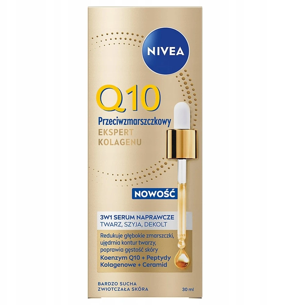 Nivea NIVEA Q10 Anti-Wrinkle Collagen Expert Repair serumas veidui, kaklui ir dekoltė sričiai 30 ml