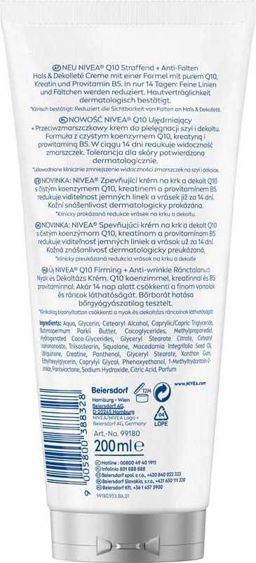 NIVEA Q10 stangrinamasis kūno kremas nuo raukšlių, 200 ml
