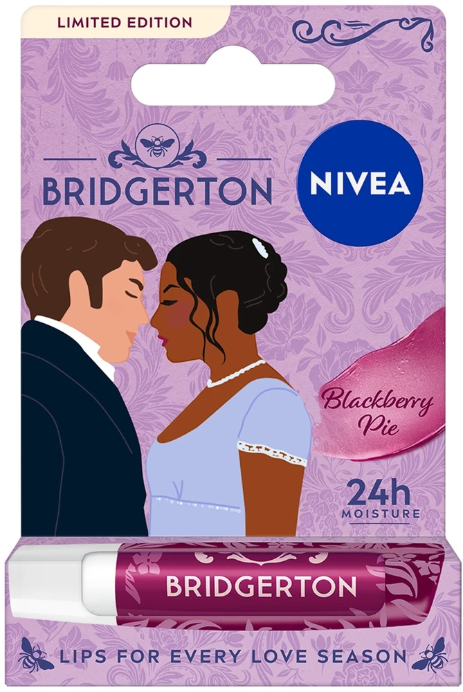 Nivea „Bridgerton Edition Kate&Anthony“ maitinamieji lūpų dažai „Blackberry Pie“ 4,8 g