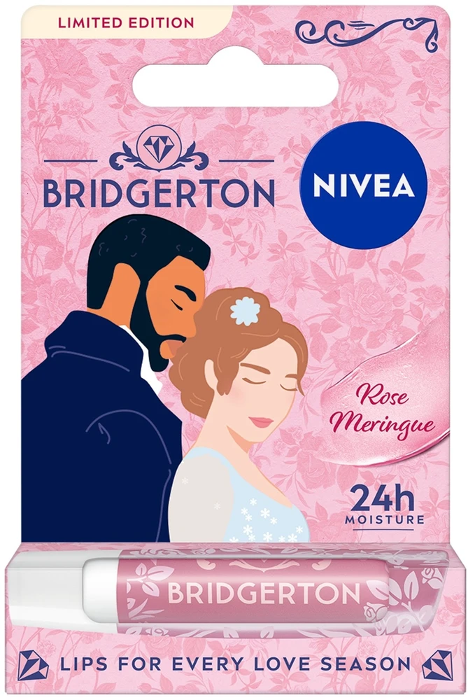 Nivea „Bridgerton Edition Daphne&Simon“ maitinamieji lūpų dažai „Rose Meringue“ 4,8 g