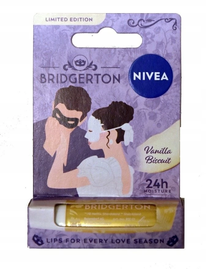 Nivea „Bridgerton Edition Sophie&Benedict“ maitinamieji lūpų dažai „Vanilla Biscuit“ 4,8 g