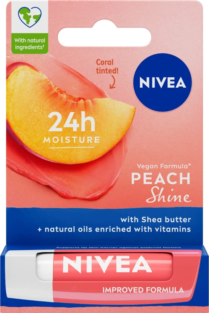 Nivea 24H Moisture Lip Peach Shine, 4,8 g