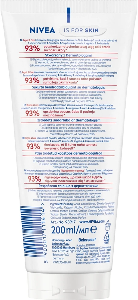 „Nivea Repair & Care“ regeneruojamasis serumas-kūno balzamas, 200 ml
