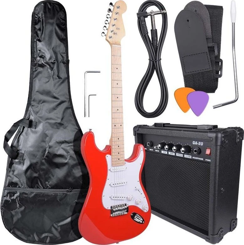 NN EG SET Raudonas komplektas gitarowy gitara elektrinė s