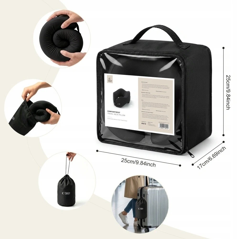 TECH-PROTECT COMFORTREST KELIONINĖ KAKLO PAGALVĖ JUODA