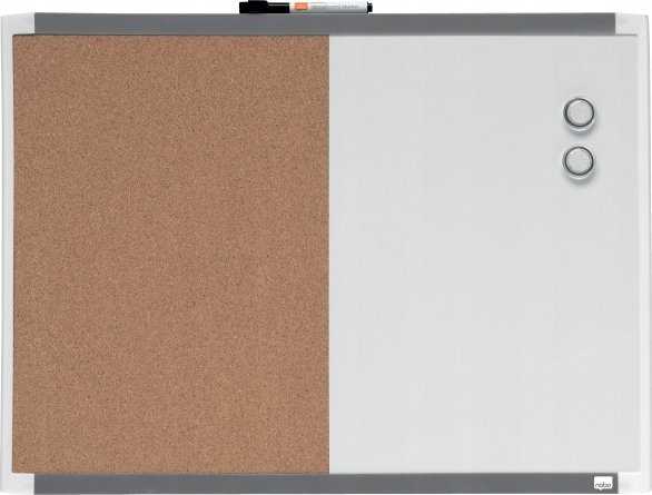 Nobo CombiBoard magnetinė sausai valoma lenta (50/50) su apvaliu dviejų spalvų rėmeliu 585x430 mm