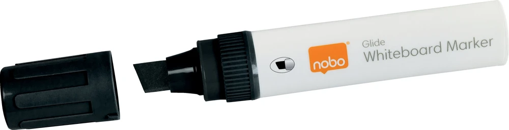 Nobo Nobo Glide whiteboard marker bred skrå spids 10 mm hurtigttørrende blæk, pakke/4 stk. Assorteret