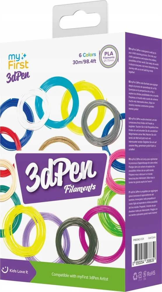 NoboKids Filaments 6x 5m 3D rašikliui Artis MyFirst PLA 1.75mm / Šviesios spalvos / FP8001AC-CC01