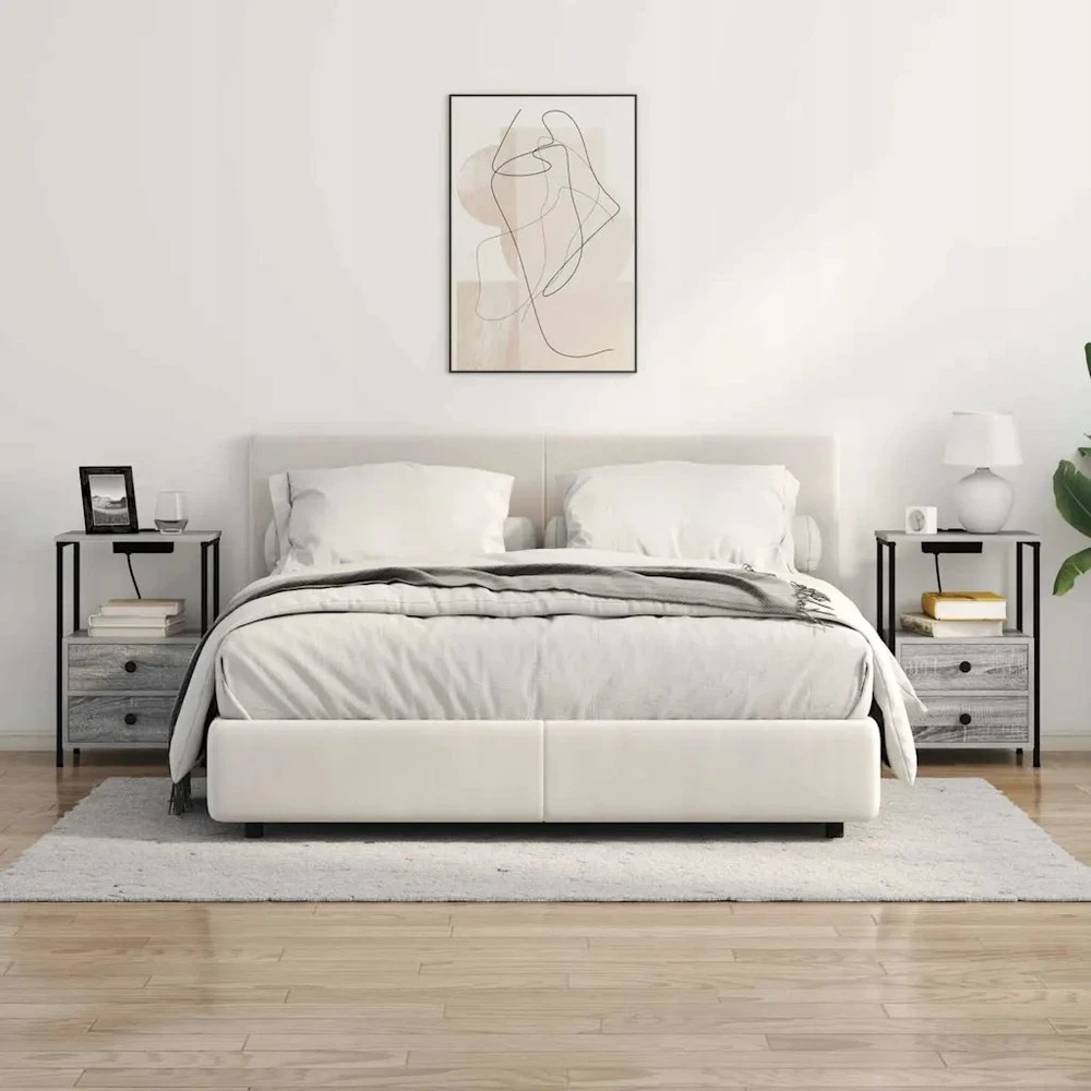 Šalia lovos spintelė 2 pcs Pilkas Sonoma 40 x 31 x 60 cm