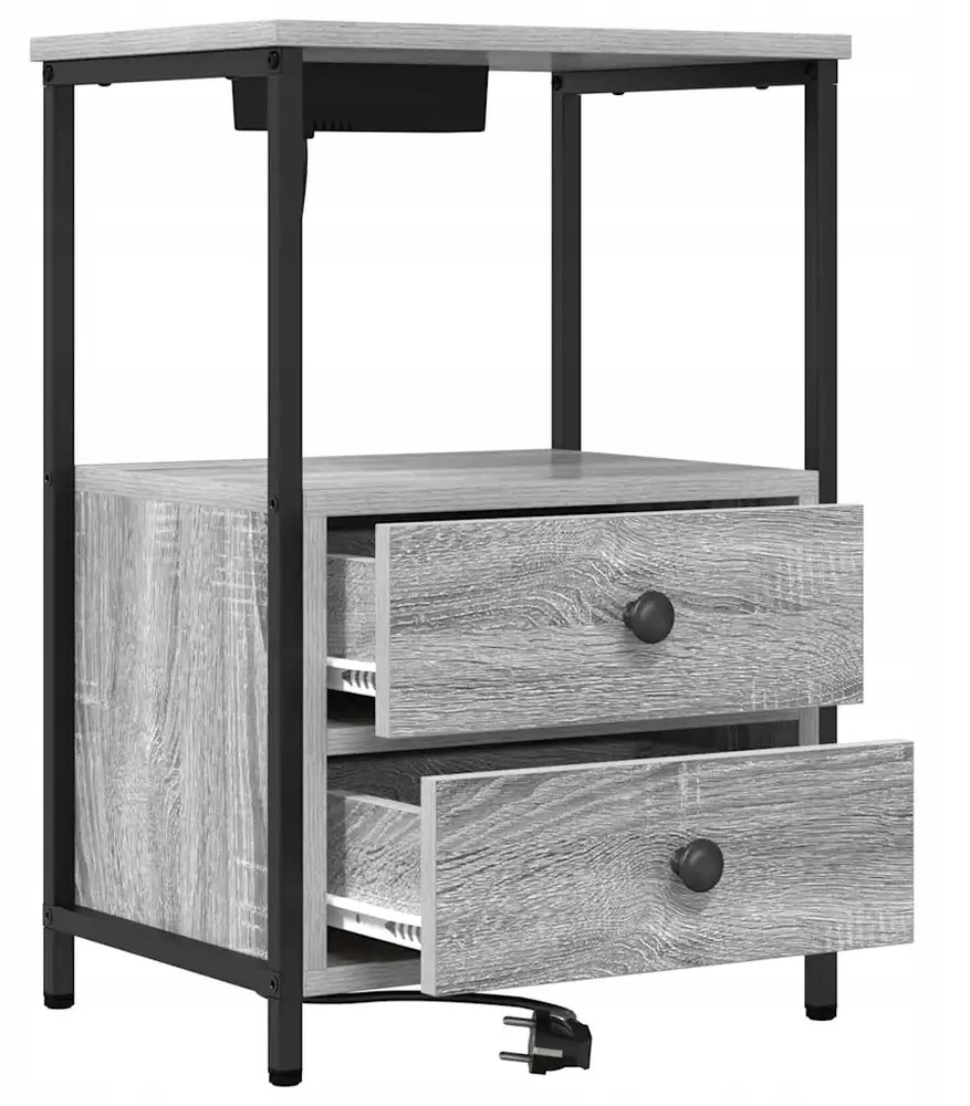 Šalia lovos spintelė 2 pcs Pilkas Sonoma 40 x 31 x 60 cm