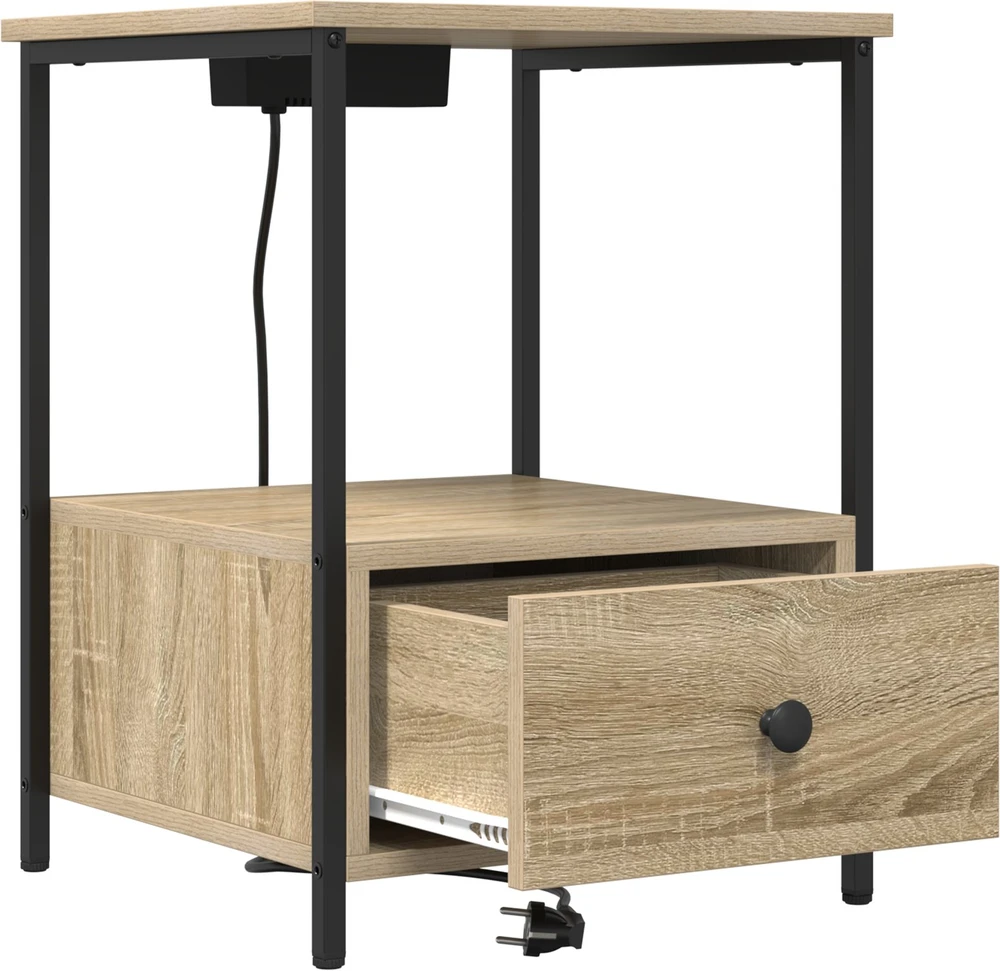 Naktinis staliukas su įkrovimo stotimi 2 pcs Sonoma ąžuolas