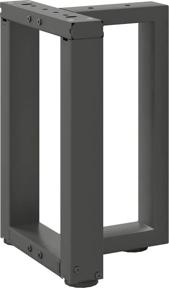 Kavos staliuko kojelės, T formos, 2 vnt., antracito spalvos, 38x25x(42-43) cm, plienas