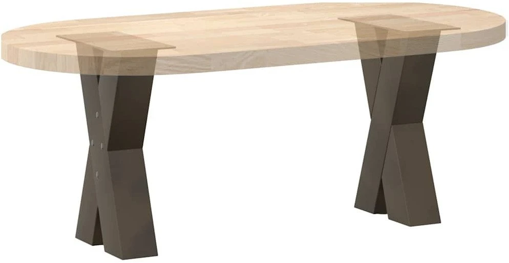 Kavos staliuko kojelės, X formos, 2 vnt., natūralus plienas, 28x(42-43) cm, plienas
