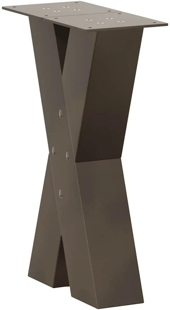 Kavos staliuko kojelės, X formos, 2 vnt., natūralus plienas, 28x(42-43) cm, plienas