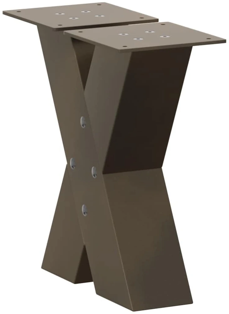 Kavos staliuko kojelės, X formos, 2 vnt., natūralus plienas, 30x(30-31) cm, plienas
