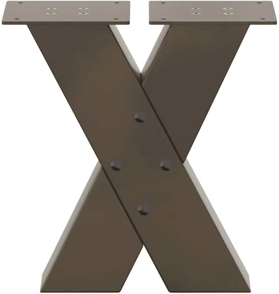 Kavos staliuko kojelės, X formos, 2 vnt., natūralus plienas, 30x(30-31) cm, plienas