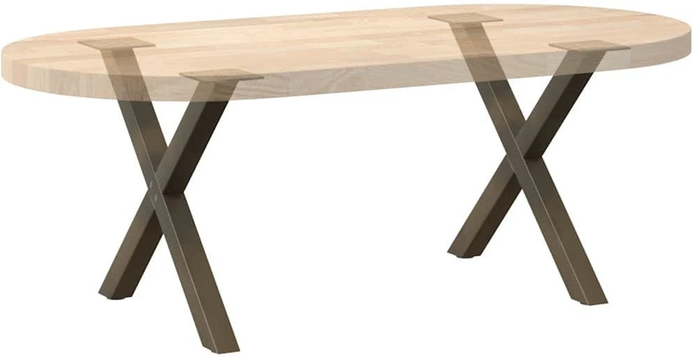 Kavos staliuko kojelės, X formos, 2 vnt., natūralus plienas, 50x(42-43) cm, plienas