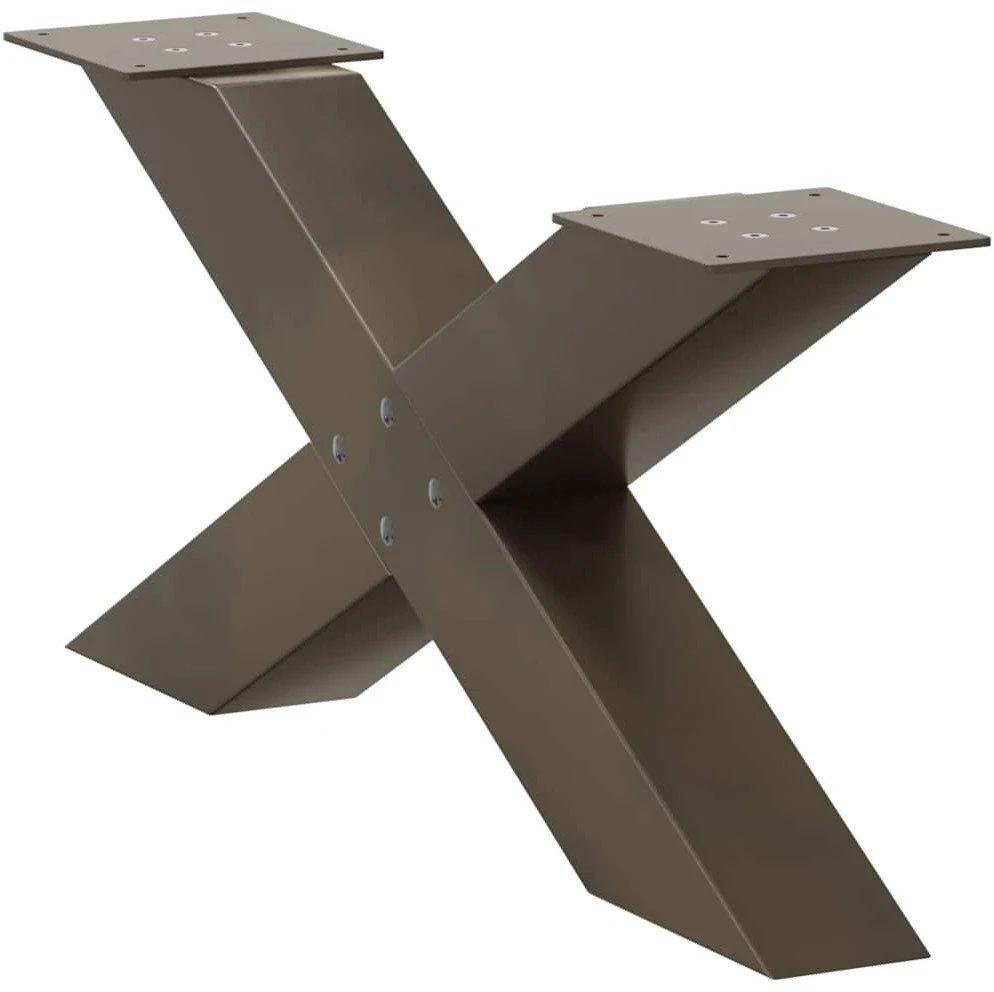 Kavos staliuko kojelės, X formos, 2 vnt., natūralus plienas, 70x(30-31) cm, plienas