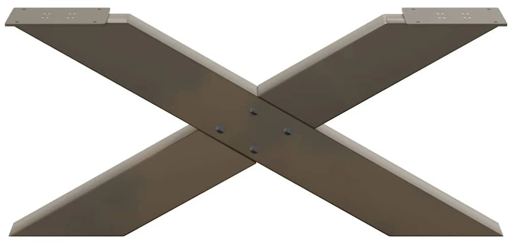 Kavos staliuko kojelės, X formos, 2 vnt., natūralus plienas, 70x(30-31) cm, plienas