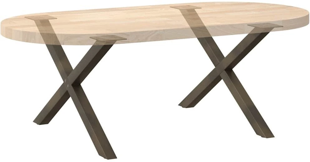 Kavos staliuko kojelės, X formos, 2 vnt., natūralus plienas, 70x(42-43) cm, plienas