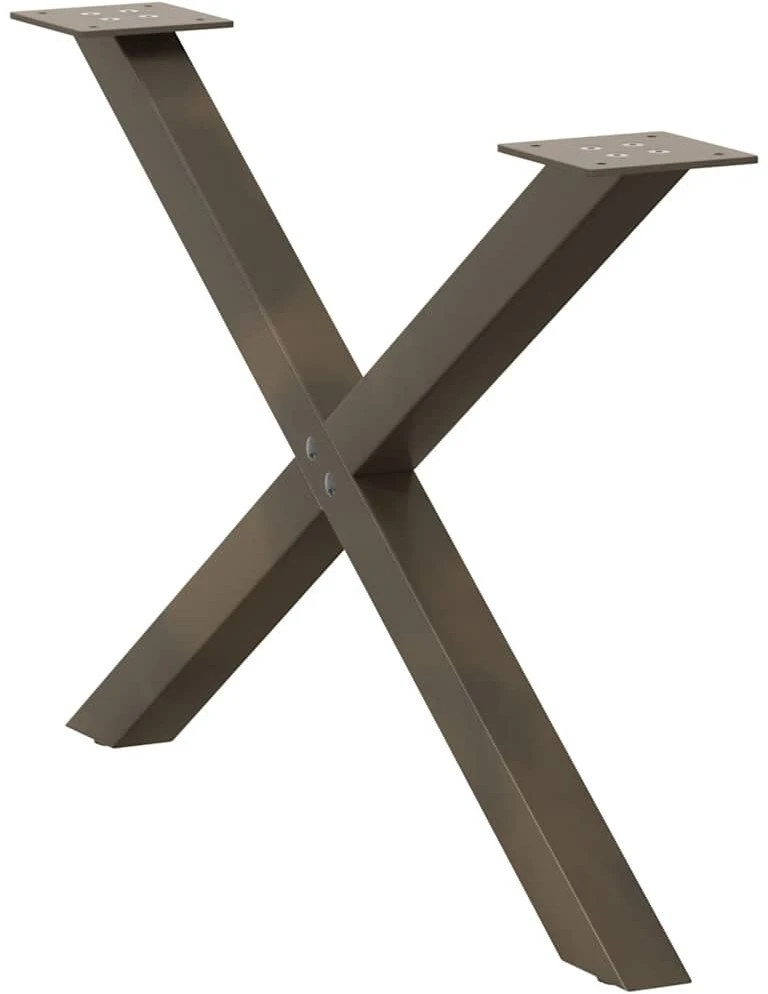Kavos staliuko kojelės, X formos, 2 vnt., natūralus plienas, 70x(42-43) cm, plienas