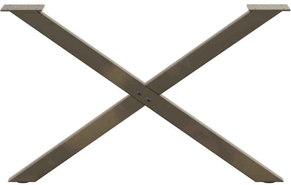 Kavos staliuko kojelės, X formos, 2 vnt., natūralus plienas, 70x(42-43) cm, plienas