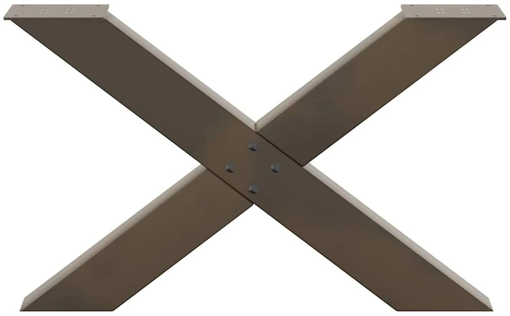 Kavos staliuko kojelės, X formos, 2 vnt., natūralus plienas, 70x(42-43) cm, plienas