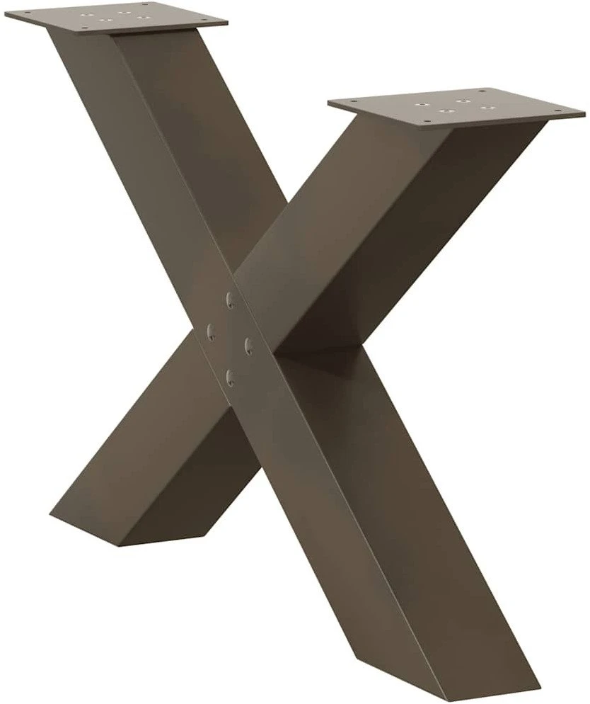 Kavos staliuko kojelės, X formos, 2 vnt., natūralus plienas, 70x(42-43) cm, plienas