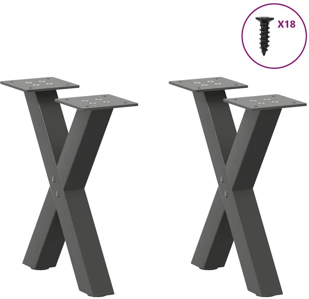 Kavos staliuko kojelės, 2 vnt., antracito spalvos, 37x(30-31) cm, plienas