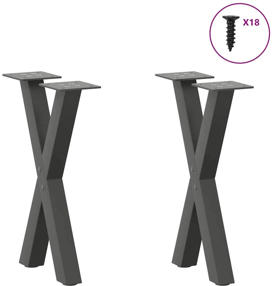Kavos staliuko kojelės, 2 vnt., antracito spalvos, 38x(42-43) cm, plienas