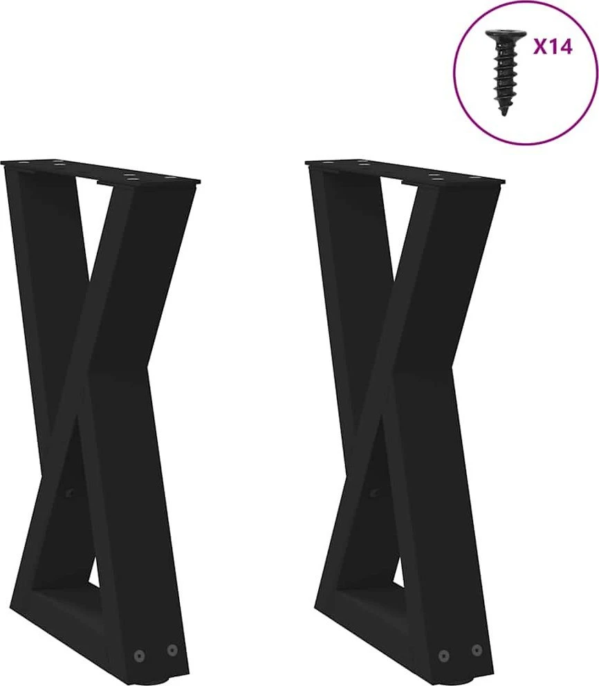 Kavos staliuko kojelės, 2 vnt., juodos, 38x(42-43,3) cm, plienas