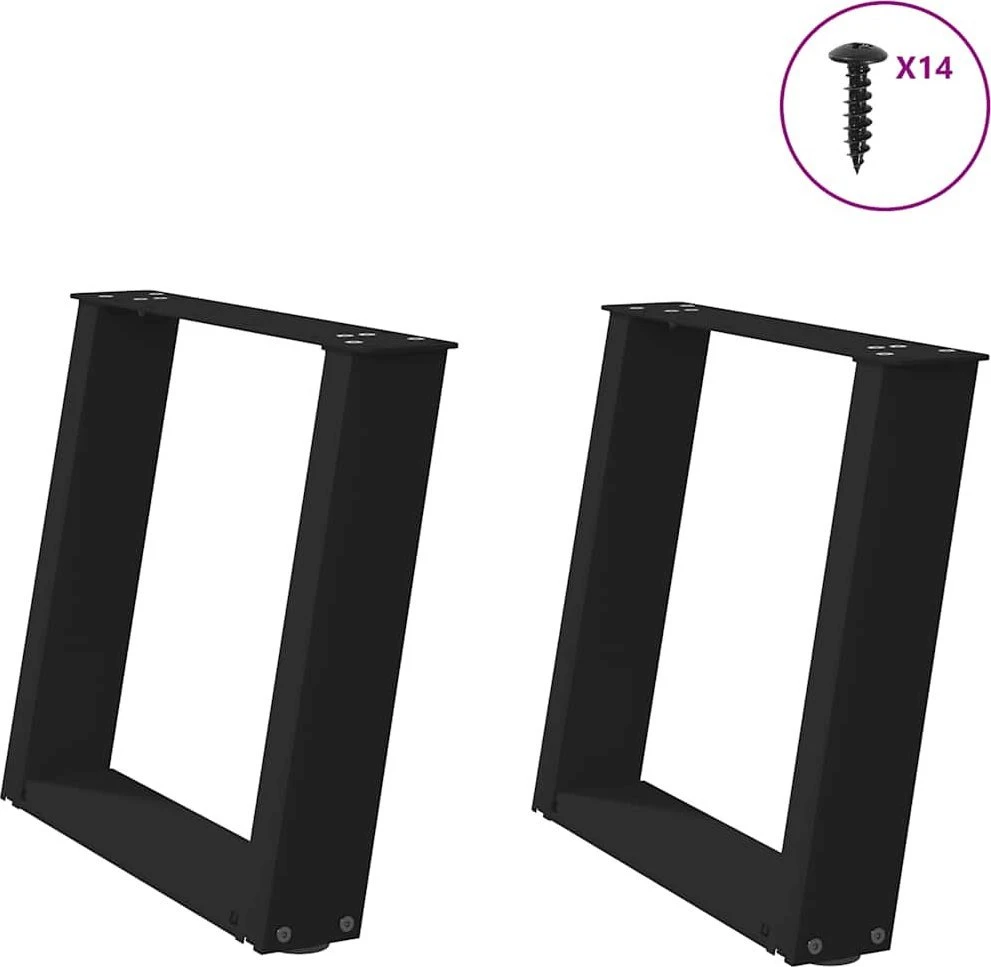 Kavos staliuko kojelės, U formos, 2 vnt., juoda, 50x(42-43) cm