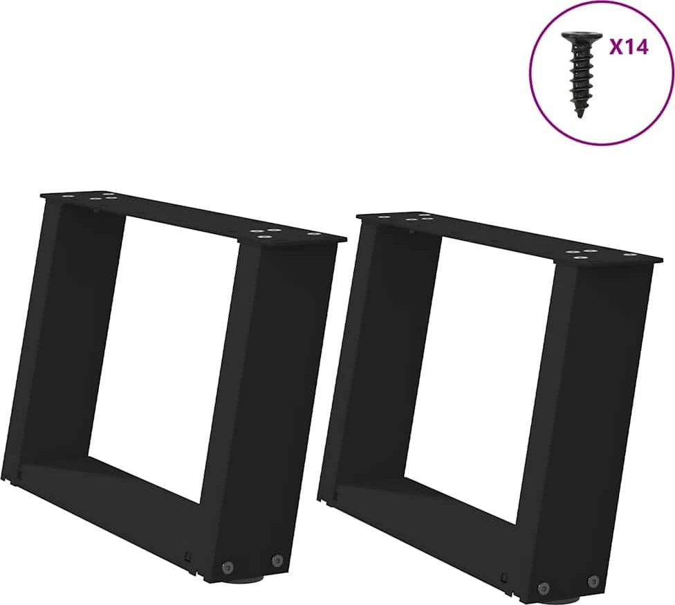 Kavos staliuko kojelės, U formos, 2 vnt., juoda, 40x(30-31)cm