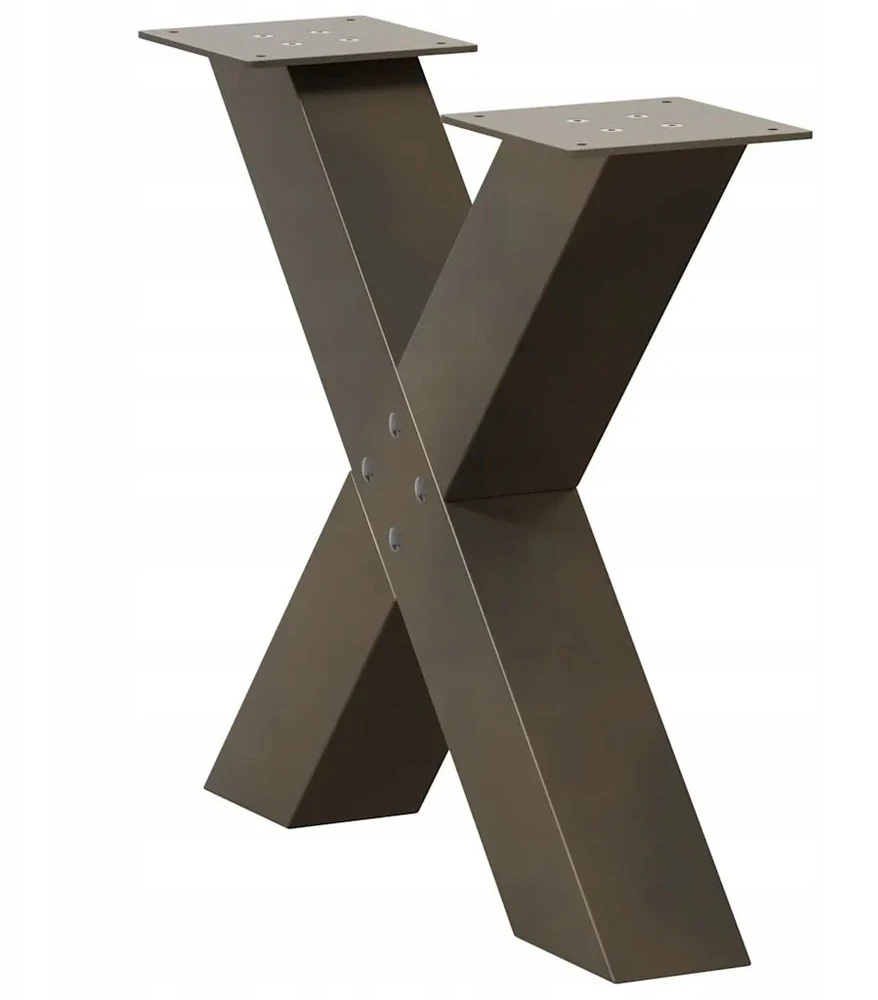 Kavos staliuko kojelės, X formos, 2 vnt., natūralus plienas, 50x(42-43) cm, plienas
