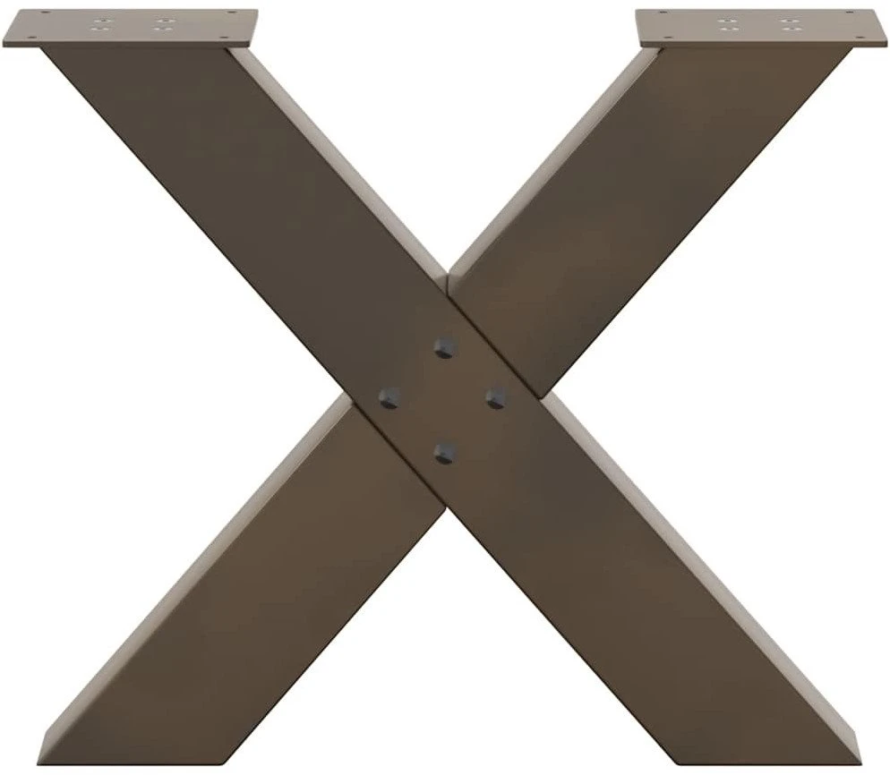 Kavos staliuko kojelės, X formos, 2 vnt., natūralus plienas, 60x(42-43) cm, plienas