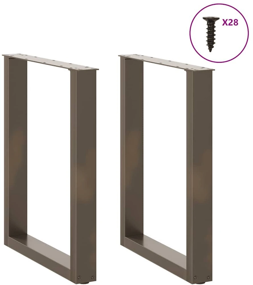 Valgomojo stalo kojelės, U formos, 2 vnt., natūralus plienas, 70x(72-73) cm, plienas