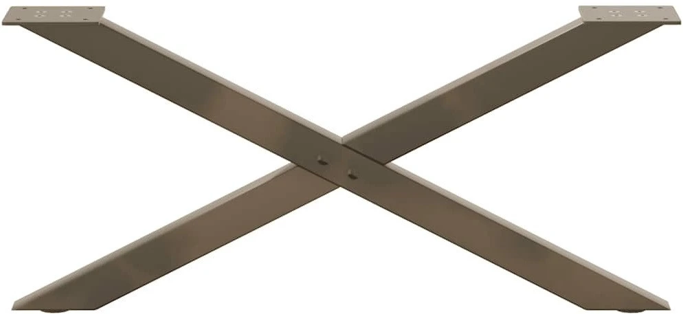 Kavos staliuko kojelės, X formos, 2 vnt., natūralus plienas, 70x(30-31) cm, plienas
