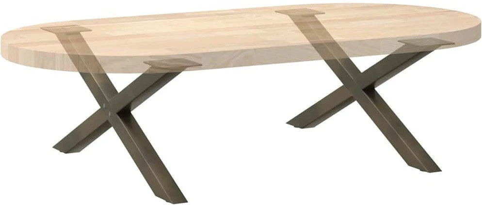Kavos staliuko kojelės, X formos, 2 vnt., natūralus plienas, 70x(30-31) cm, plienas