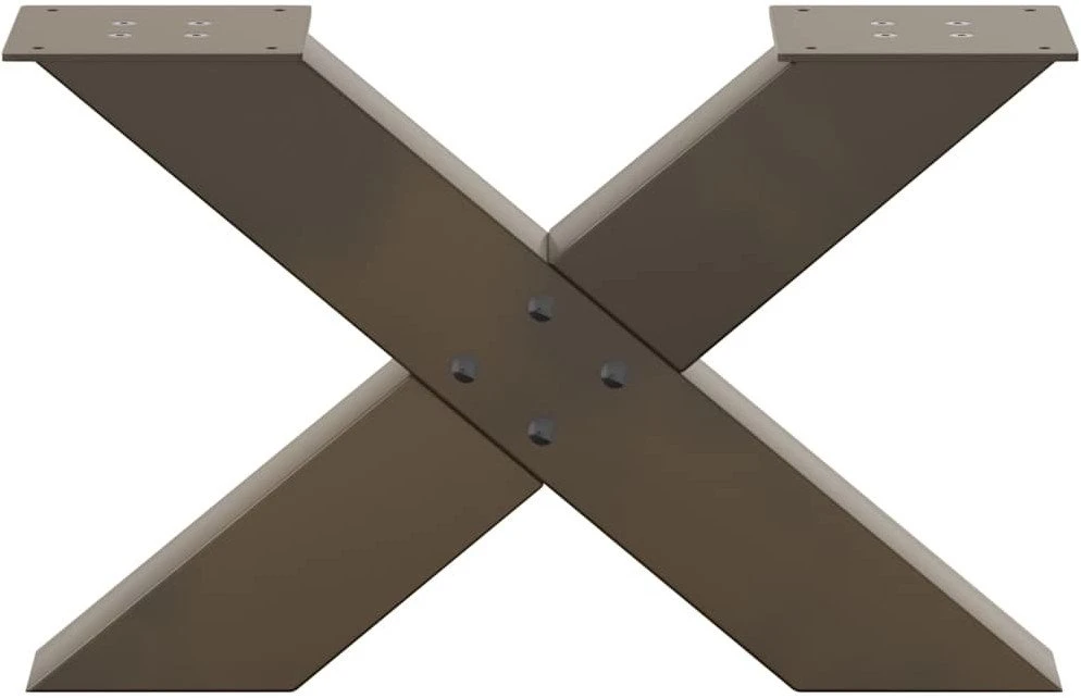Kavos staliuko kojelės, X formos, 2 vnt., natūralus plienas, 60x(30-31) cm, plienas