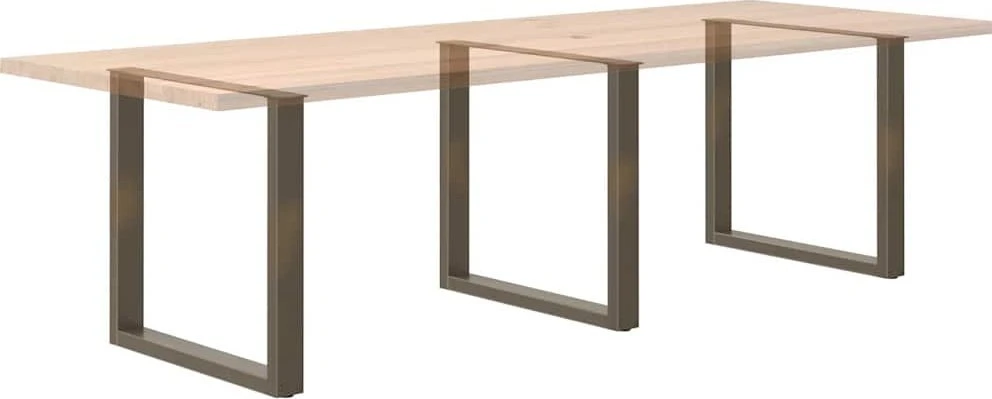 Valgomojo stalo kojelės, U formos, 3 vnt., natūralus plienas, 80x(72-73) cm, plienas