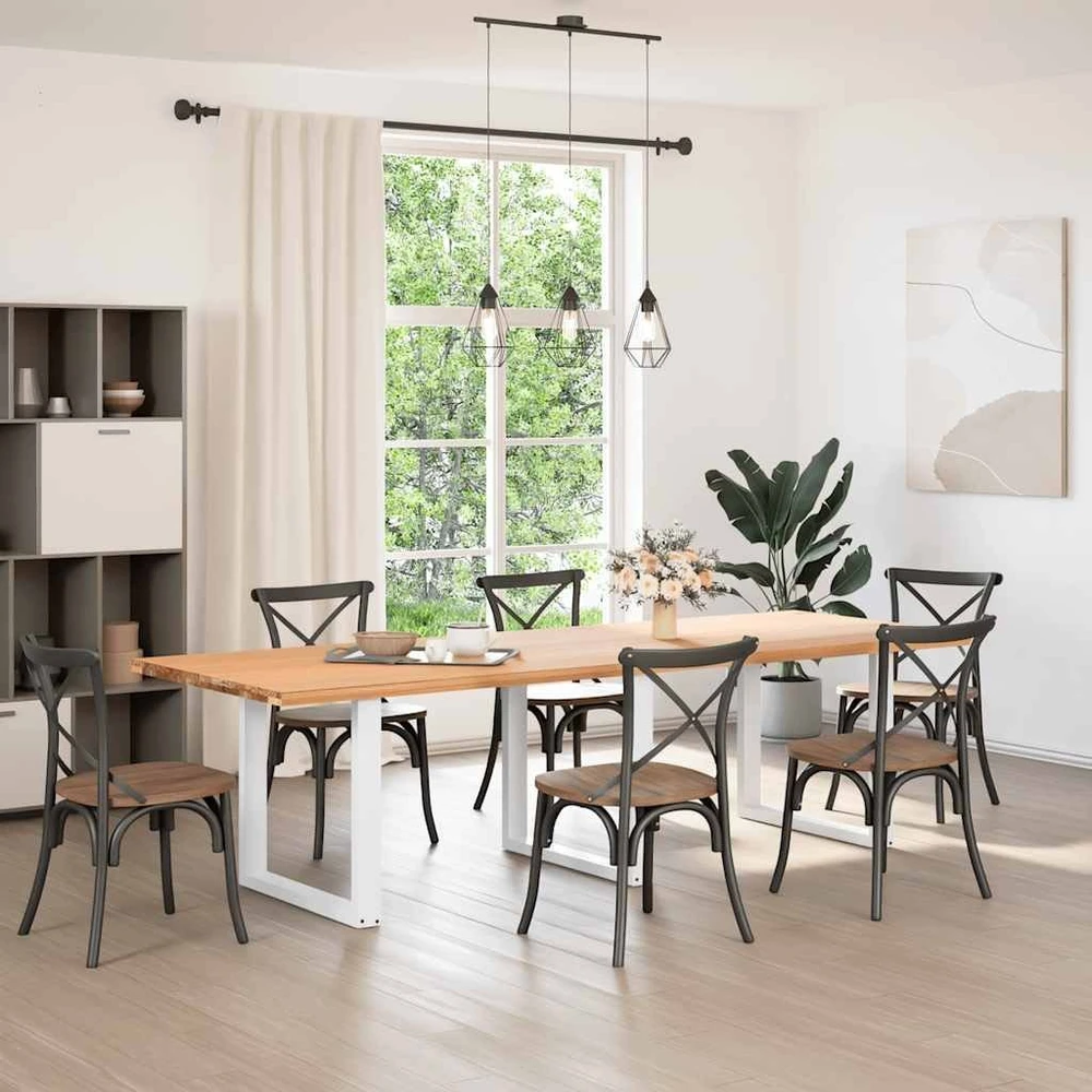 Valgomojo stalo kojelės, 3 vnt., baltos, 90x(72-73) cm, plienas, U formos